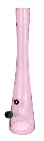 Glas Bong Hollandbong mit Schlauch und Kopf 40cm MIT Kickloch pink